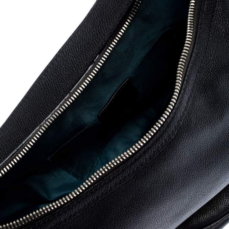 Pre Owned Etro Black Leather Half Moon Shoulder Bag