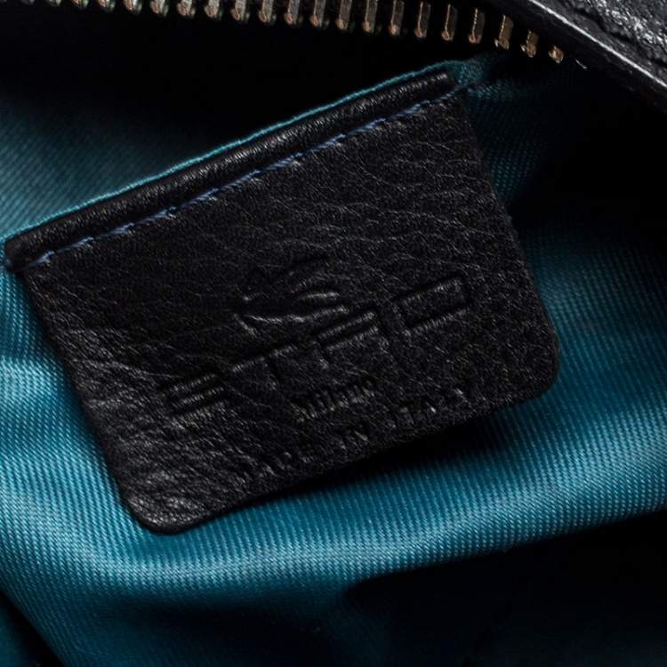 Pre Owned Etro Black Leather Half Moon Shoulder Bag