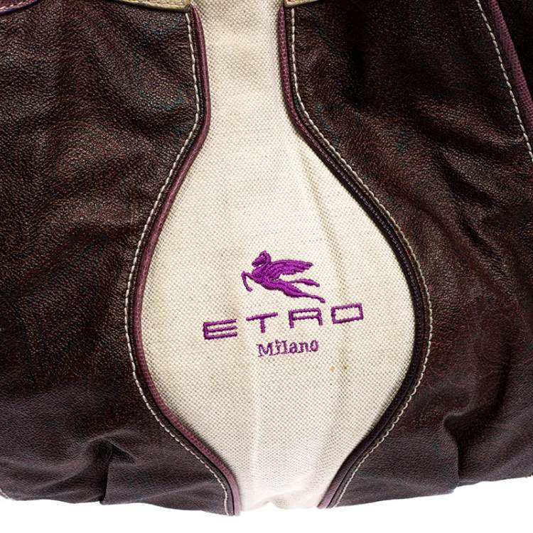Pre Owned Etro Brown Paisley Printed Coated Canvas Hobo