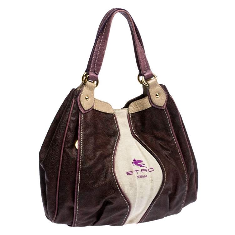 Pre Owned Etro Brown Paisley Printed Coated Canvas Hobo