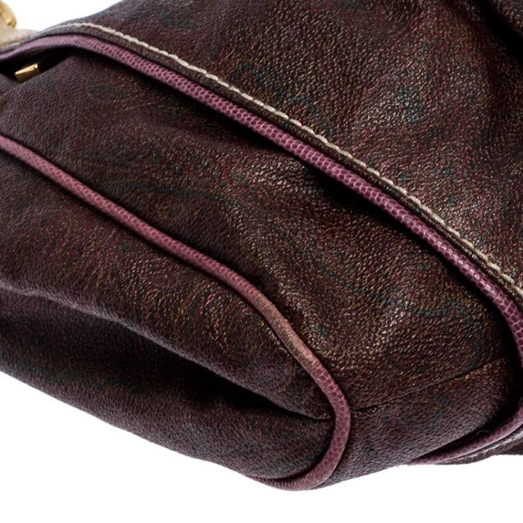 Pre Owned Etro Brown Paisley Printed Coated Canvas Hobo