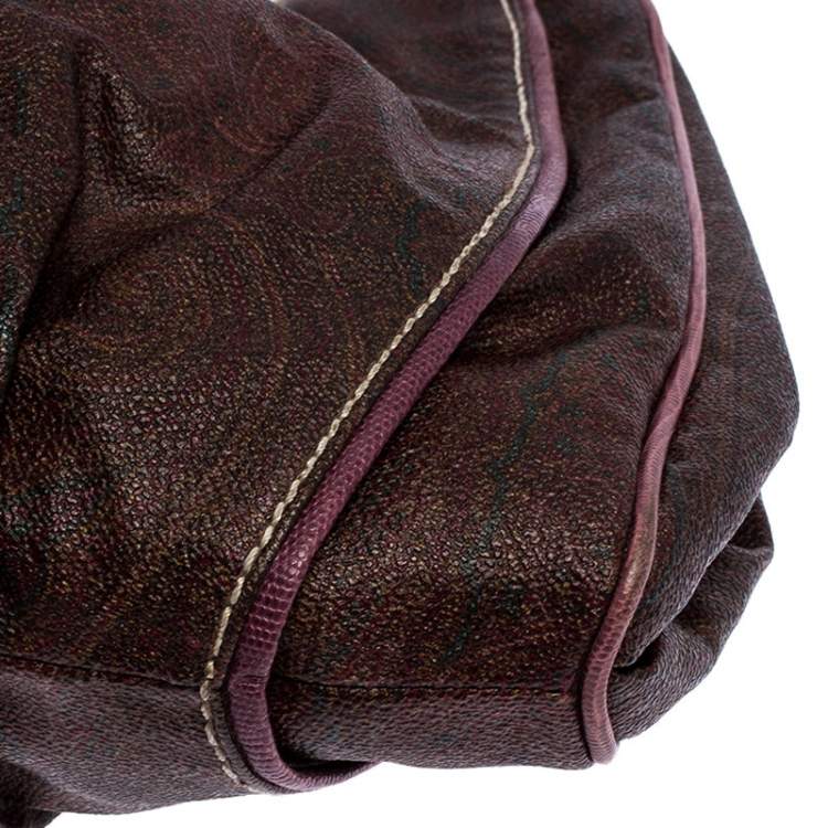 Pre Owned Etro Brown Paisley Printed Coated Canvas Hobo