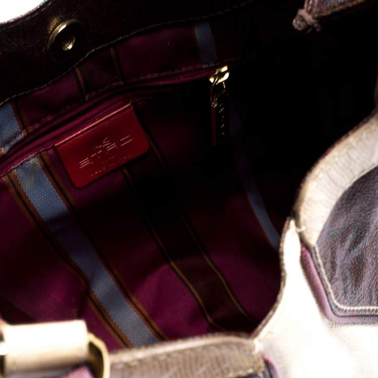 Pre Owned Etro Brown Paisley Printed Coated Canvas Hobo