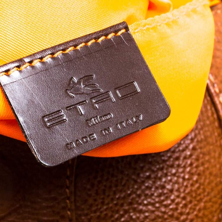 Pre Owned Etro Brown Leather Braided Handle Tassel Shoulder Bag