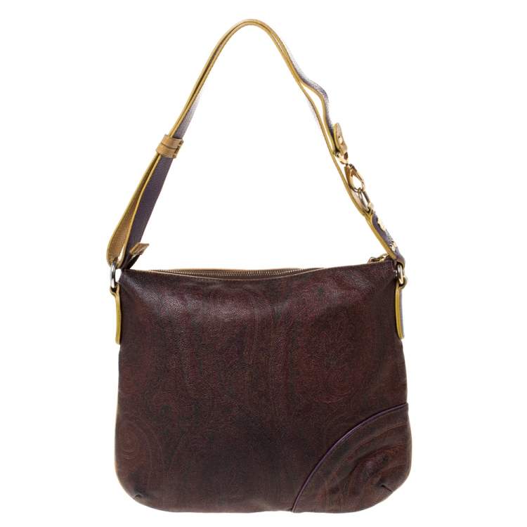 Pre Owned Etro Purple/Yellow Paisley Coated Canvas Crossbody Bag
