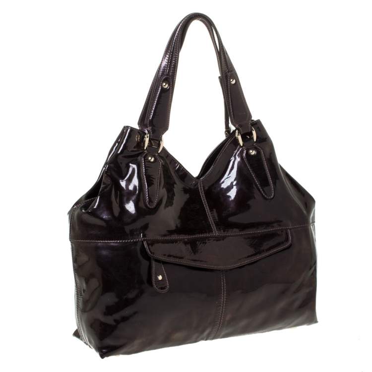Pre Owned Etro Metallic Purple Patent Leather Shoulder Bag