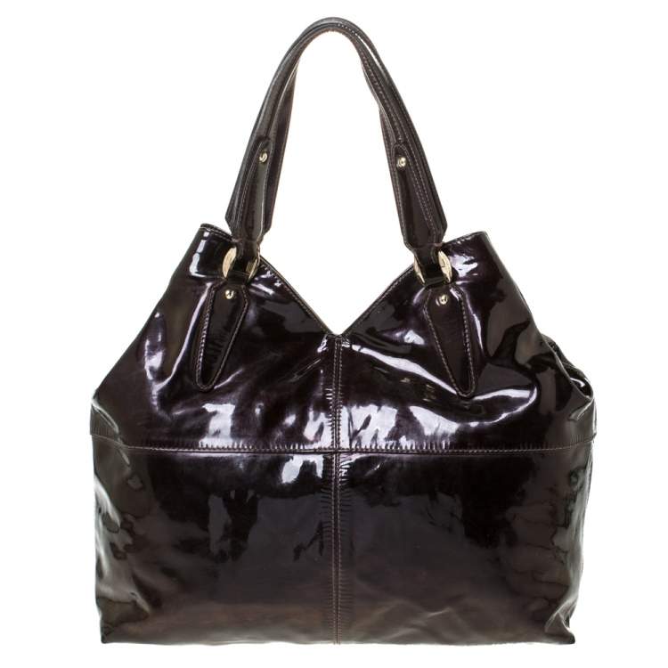 Pre Owned Etro Metallic Purple Patent Leather Shoulder Bag