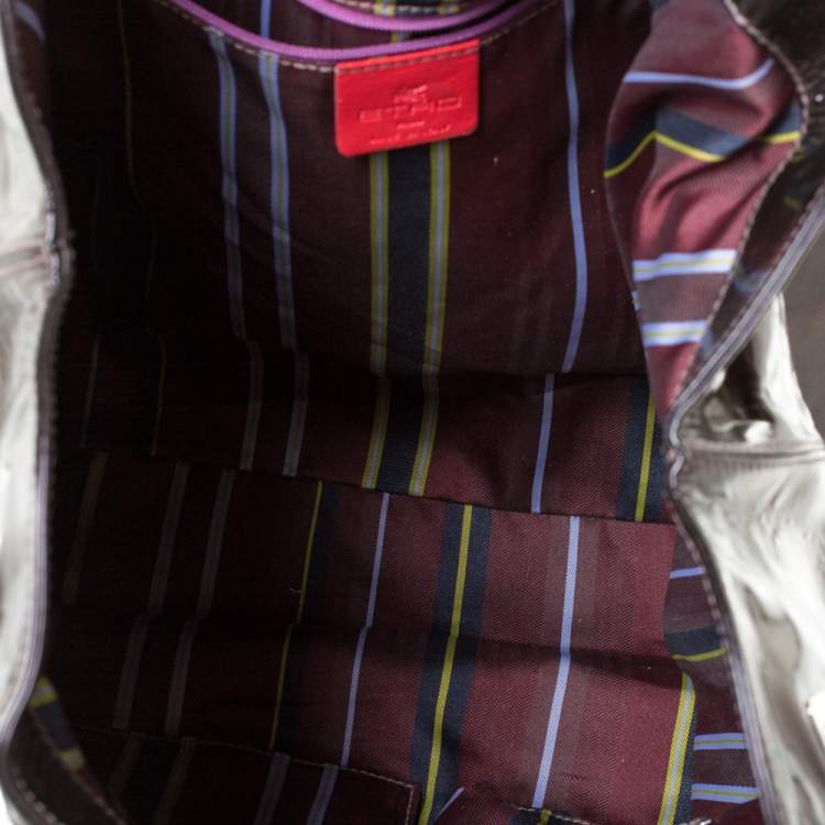Pre Owned Etro Metallic Purple Patent Leather Shoulder Bag