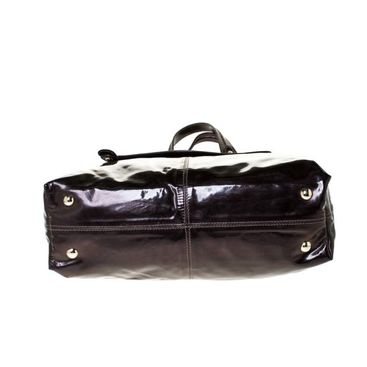 Pre Owned Etro Metallic Purple Patent Leather Shoulder Bag