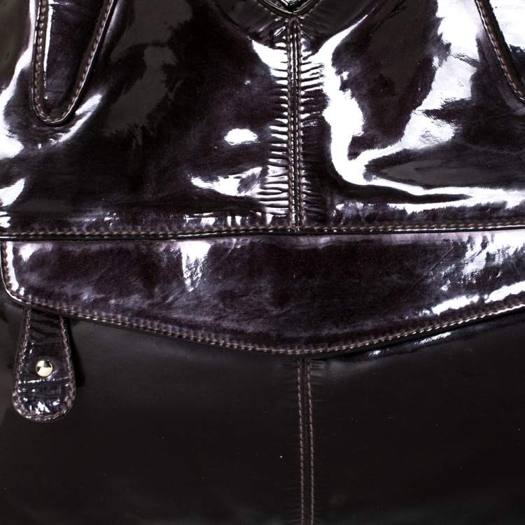 Pre Owned Etro Metallic Purple Patent Leather Shoulder Bag