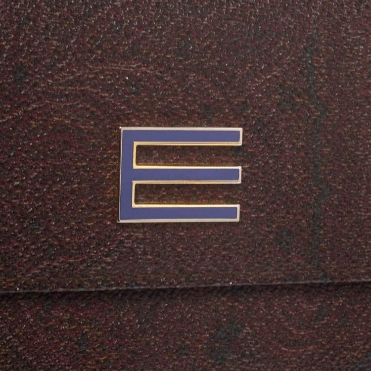 Pre Owned Etro Brown Paisley Print Coated Canvas Continental Wallet