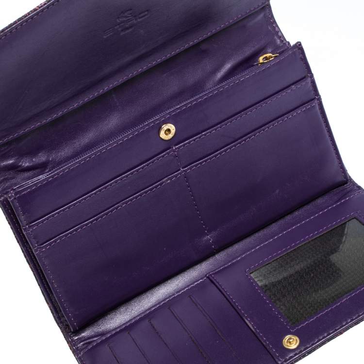 Pre Owned Etro Purple Paisley Nylon Continental Wallet