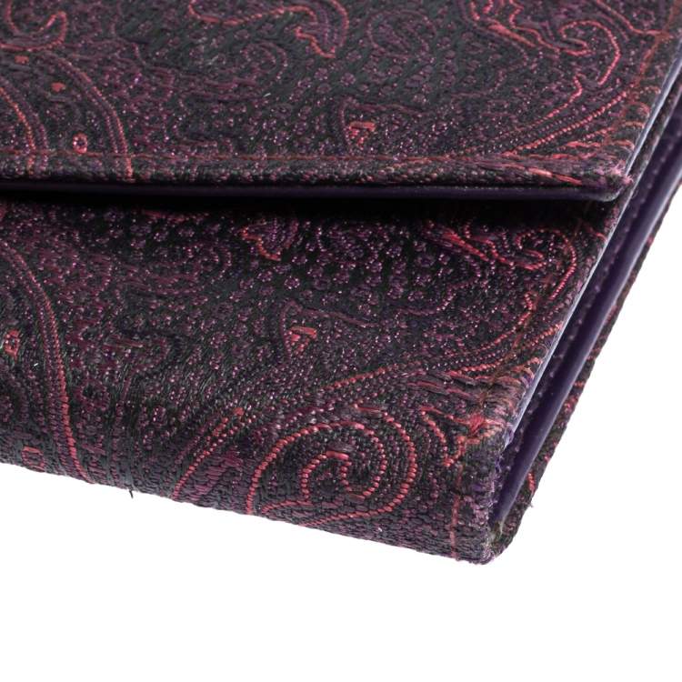 Pre Owned Etro Purple Paisley Nylon Continental Wallet