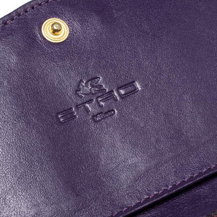 Pre Owned Etro Purple Paisley Nylon Continental Wallet
