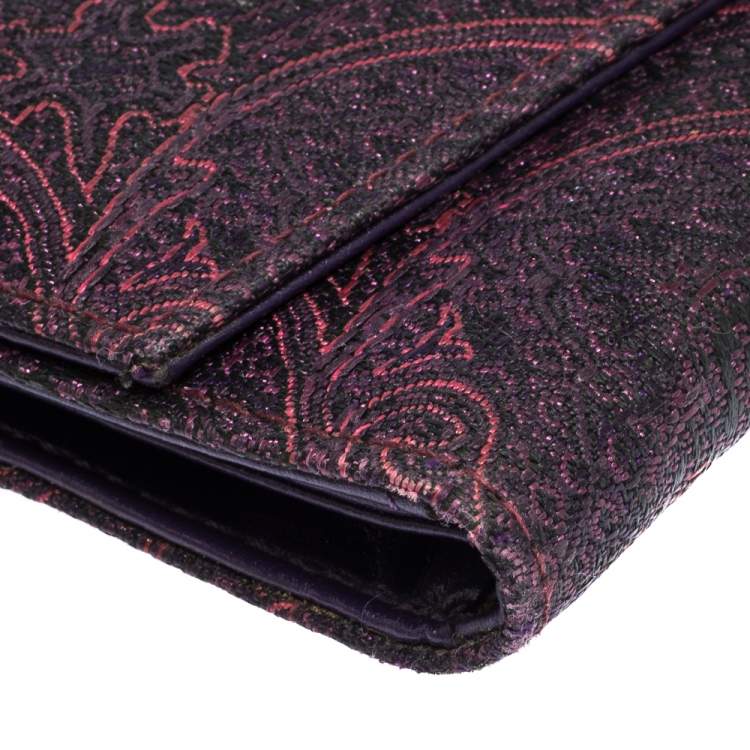 Pre Owned Etro Purple Paisley Nylon Continental Wallet