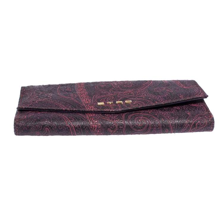 Pre Owned Etro Purple Paisley Nylon Continental Wallet