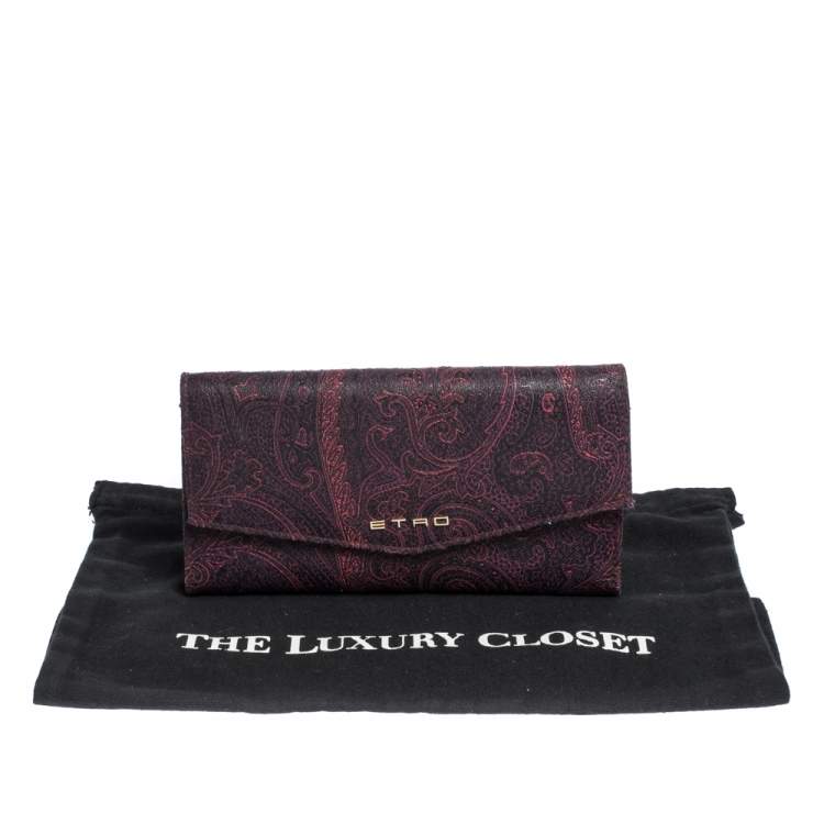 Pre Owned Etro Purple Paisley Nylon Continental Wallet