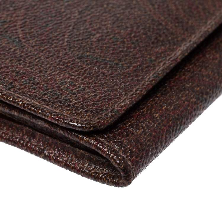Pre Owned Etro Brown Paisley Print Coated Canvas Continental Wallet