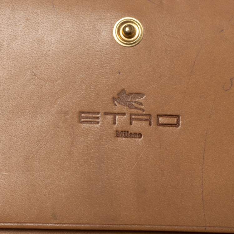 Pre Owned Etro Brown Paisley Print Coated Canvas Continental Wallet