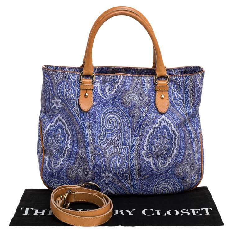 Pre Owned Etro Multicolor Paisley Print Coated Canvas and Leather Tote