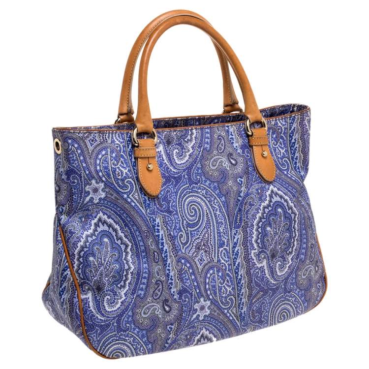 Pre Owned Etro Multicolor Paisley Print Coated Canvas and Leather Tote