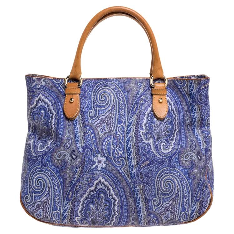 Pre Owned Etro Multicolor Paisley Print Coated Canvas and Leather Tote