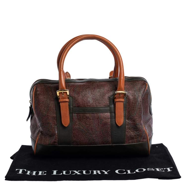 Pre Owned Etro Multicolor Paisley Print Coated Canvas and Leather Satchel