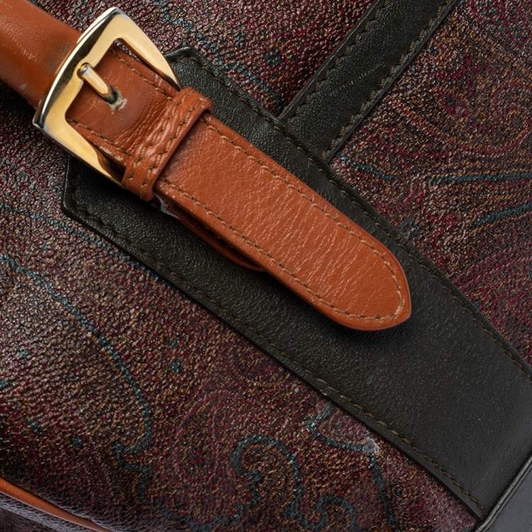 Pre Owned Etro Multicolor Paisley Print Coated Canvas and Leather Satchel