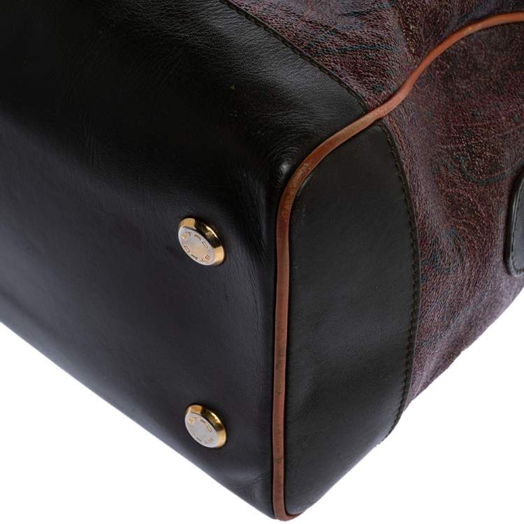 Pre Owned Etro Multicolor Paisley Print Coated Canvas and Leather Satchel