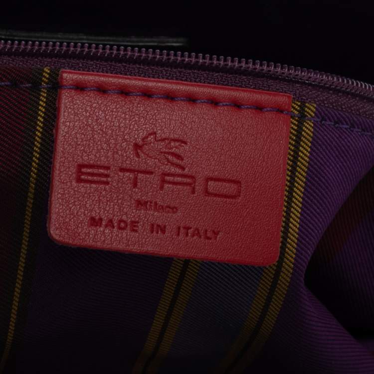 Pre Owned Etro Multicolor Paisley Embossed Leather Tote