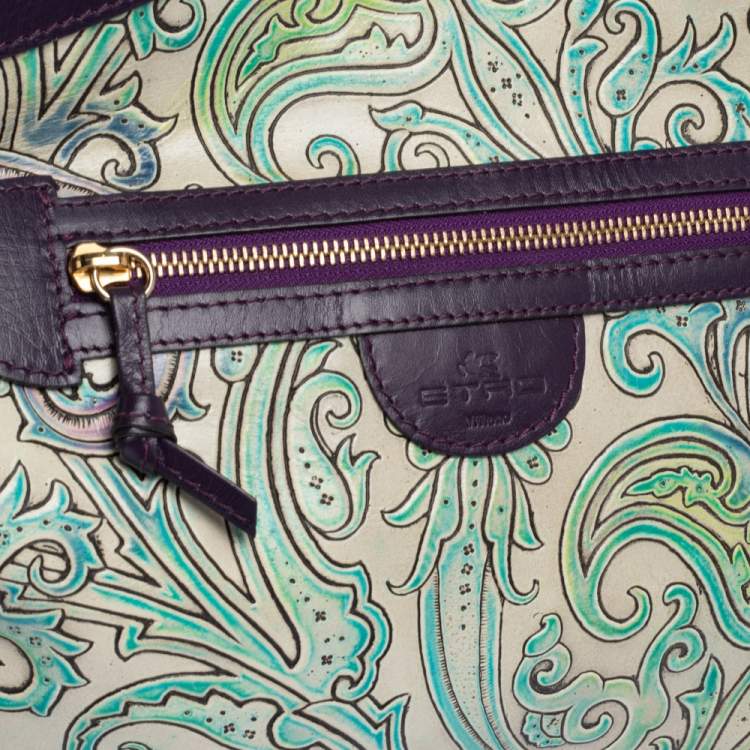Pre Owned Etro Multicolor Paisley Embossed Leather Tote