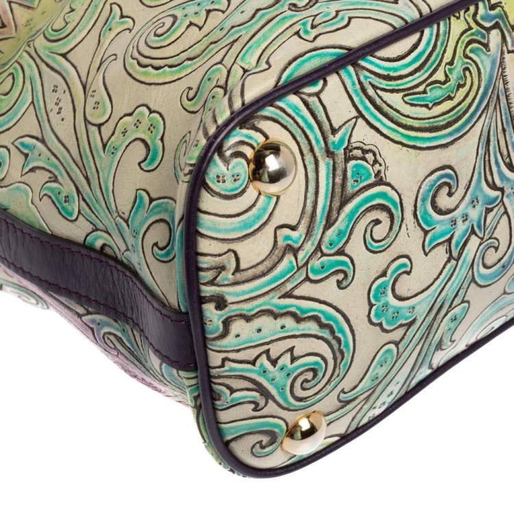 Pre Owned Etro Multicolor Paisley Embossed Leather Tote