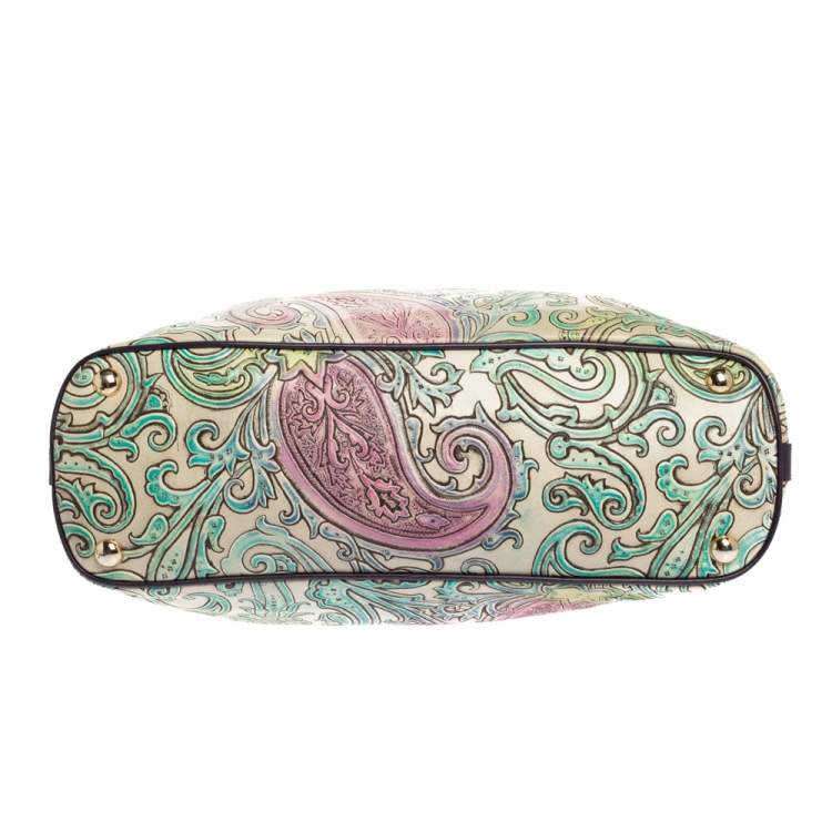 Pre Owned Etro Multicolor Paisley Embossed Leather Tote