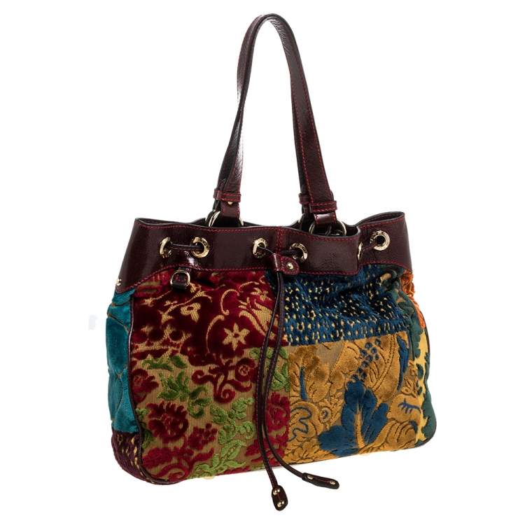 Pre Owned Etro Multicolor Floral Velvet Tote