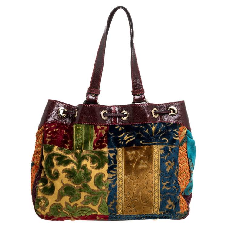 Pre Owned Etro Multicolor Floral Velvet Tote