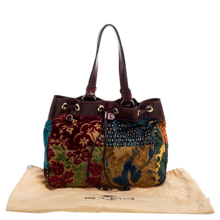 Pre Owned Etro Multicolor Floral Velvet Tote
