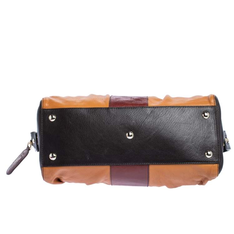 Pre Owned Etro Brown/Mustard Yellow Leather Satchel
