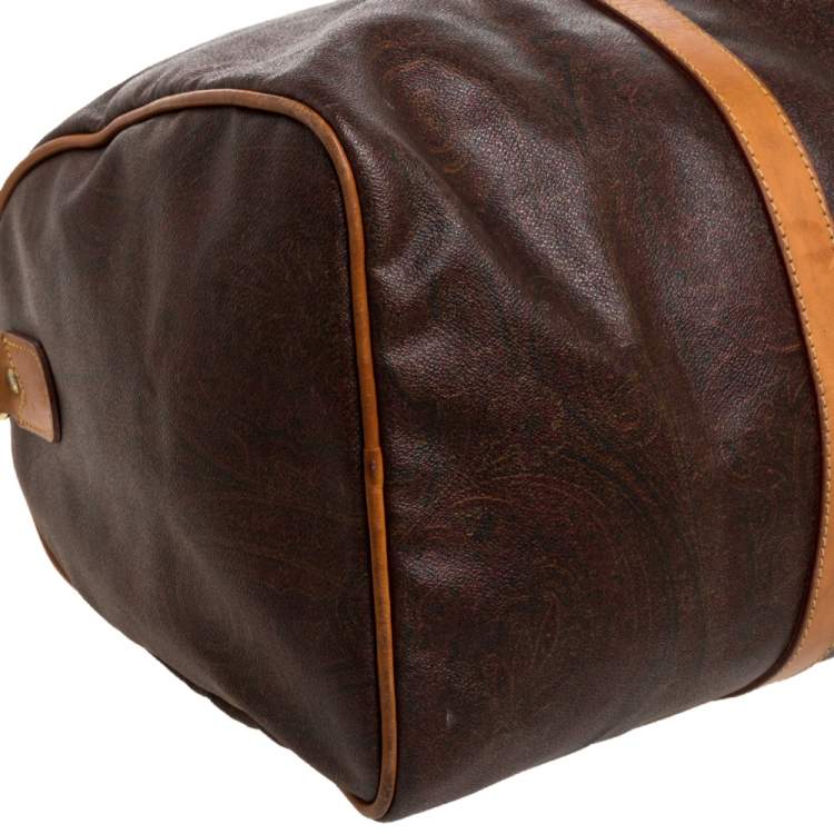 Pre Owned Etro Paisley Coated Canvas and Leather Weekender Duffel Bag
