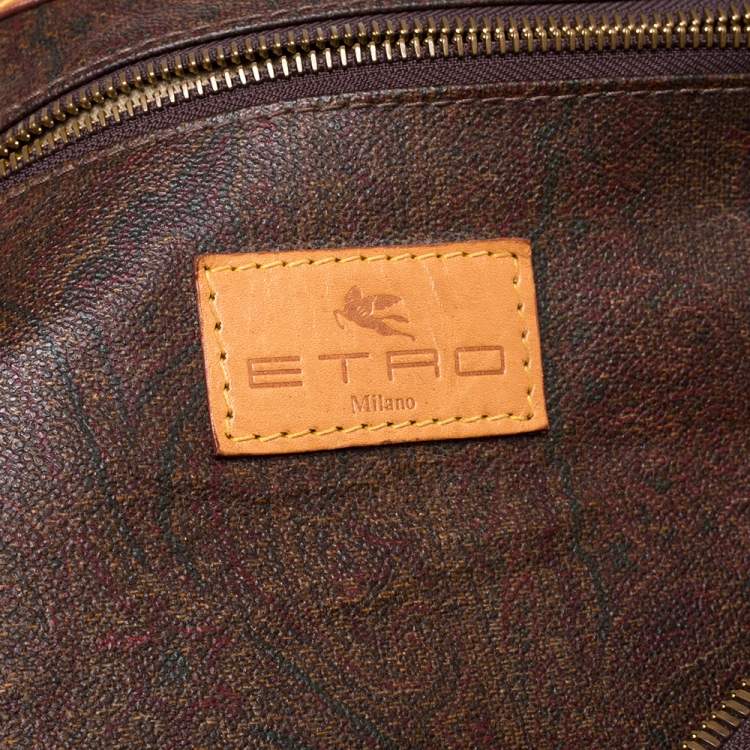 Pre Owned Etro Paisley Coated Canvas and Leather Weekender Duffel Bag