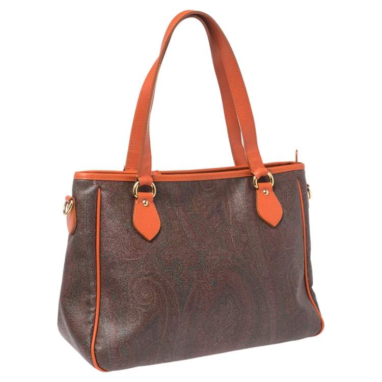 Pre Owned Etro Multicolor Paisley Canvas and Leather Tote