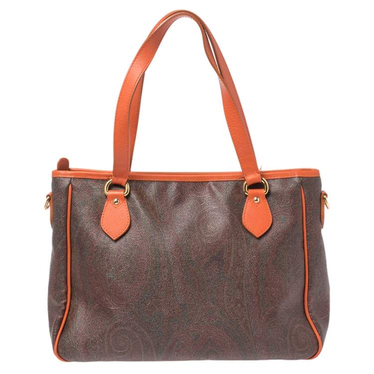 Pre Owned Etro Multicolor Paisley Canvas and Leather Tote