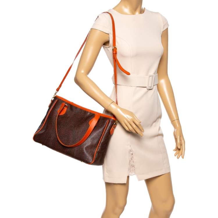 Pre Owned Etro Multicolor Paisley Canvas and Leather Tote