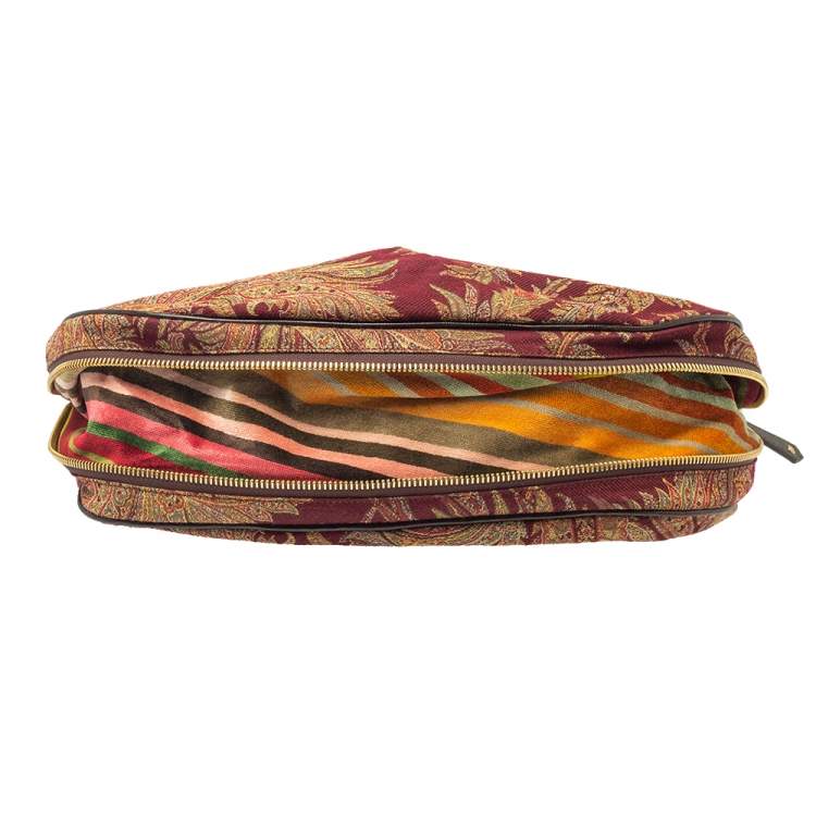 Pre Owned Etro Multicolor Paisley Canvas and Velvet Zip Detail Hobo