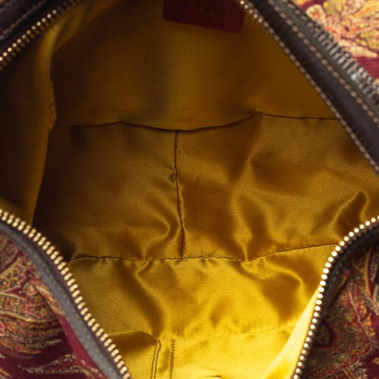 Pre Owned Etro Multicolor Paisley Canvas and Velvet Zip Detail Hobo