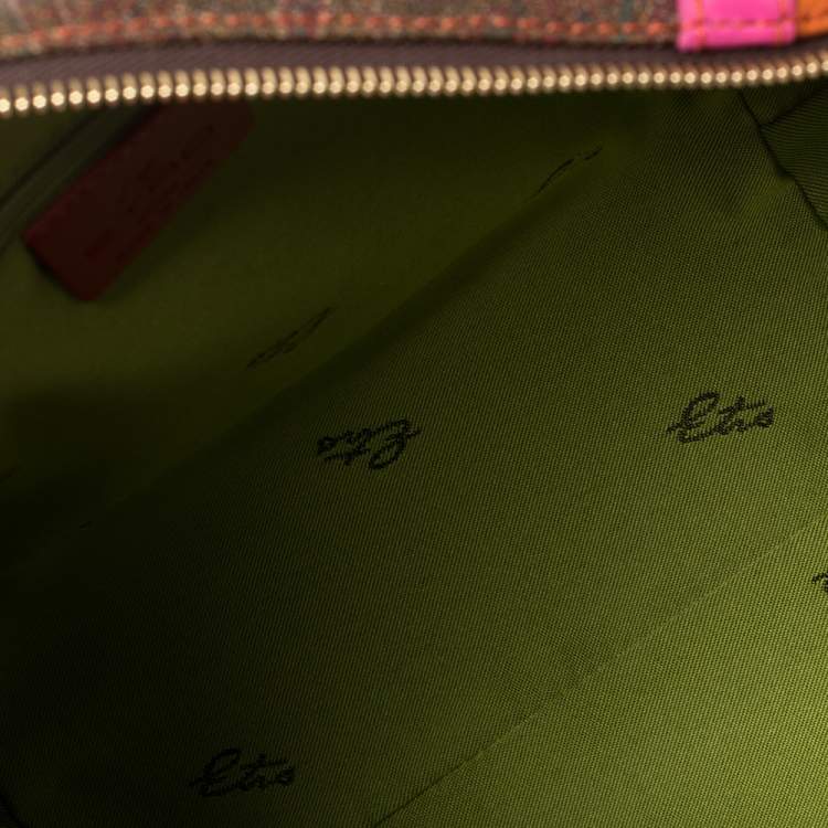 Pre Owned Etro Multicolor Coated Canvas And Leather Satchel
