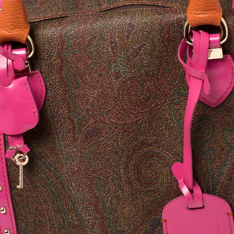 Pre Owned Etro Multicolor Coated Canvas And Leather Satchel