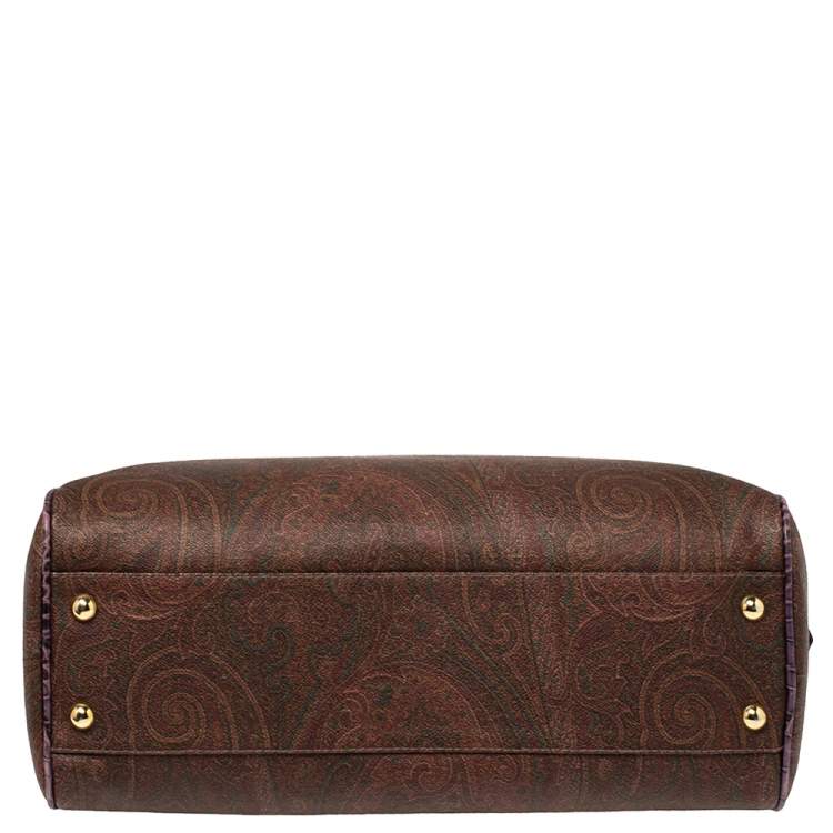 Pre Owned Etro Multicolor Paisley Print Coated Canvas and Leather Eyelet Satchel 
