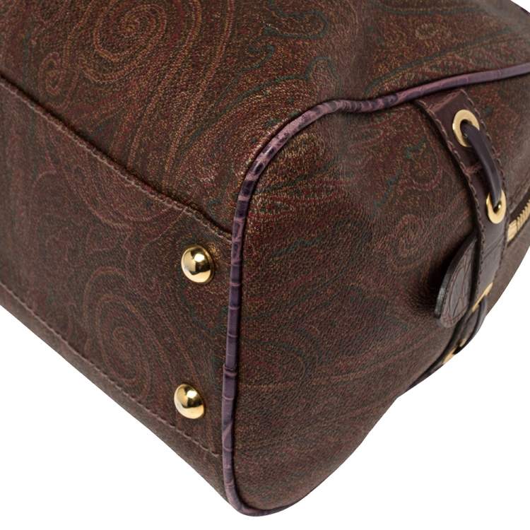 Pre Owned Etro Multicolor Paisley Print Coated Canvas and Leather Eyelet Satchel 