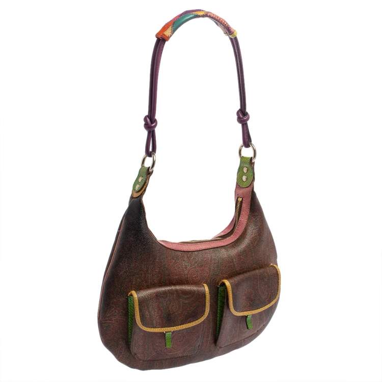 Pre Owned Etro Multicolor Paisley Print Coated Canvas Hobo