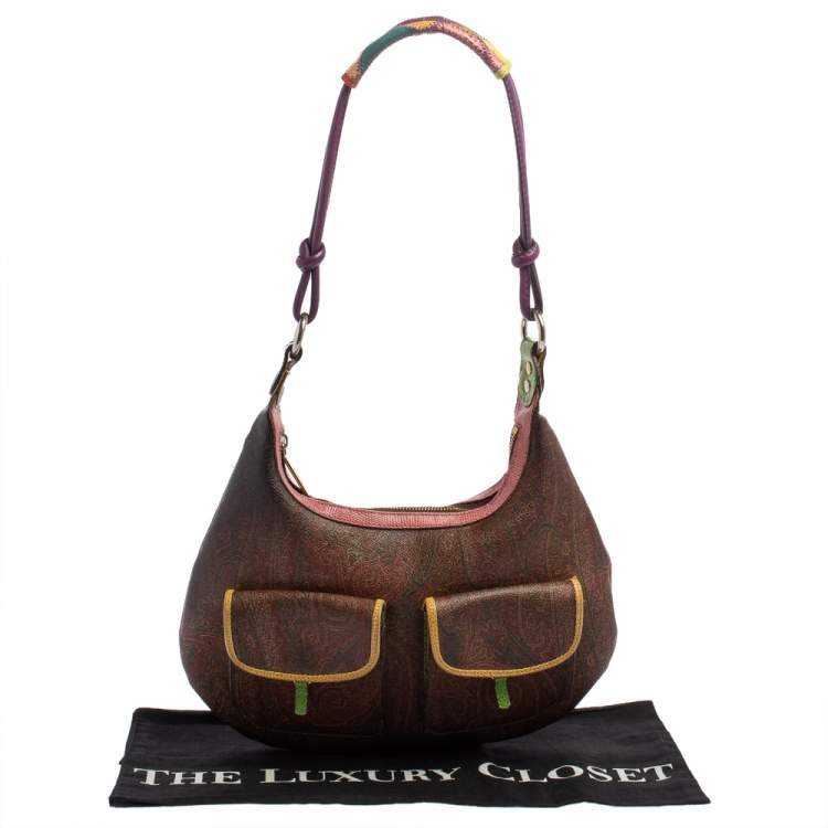 Pre Owned Etro Multicolor Paisley Print Coated Canvas Hobo